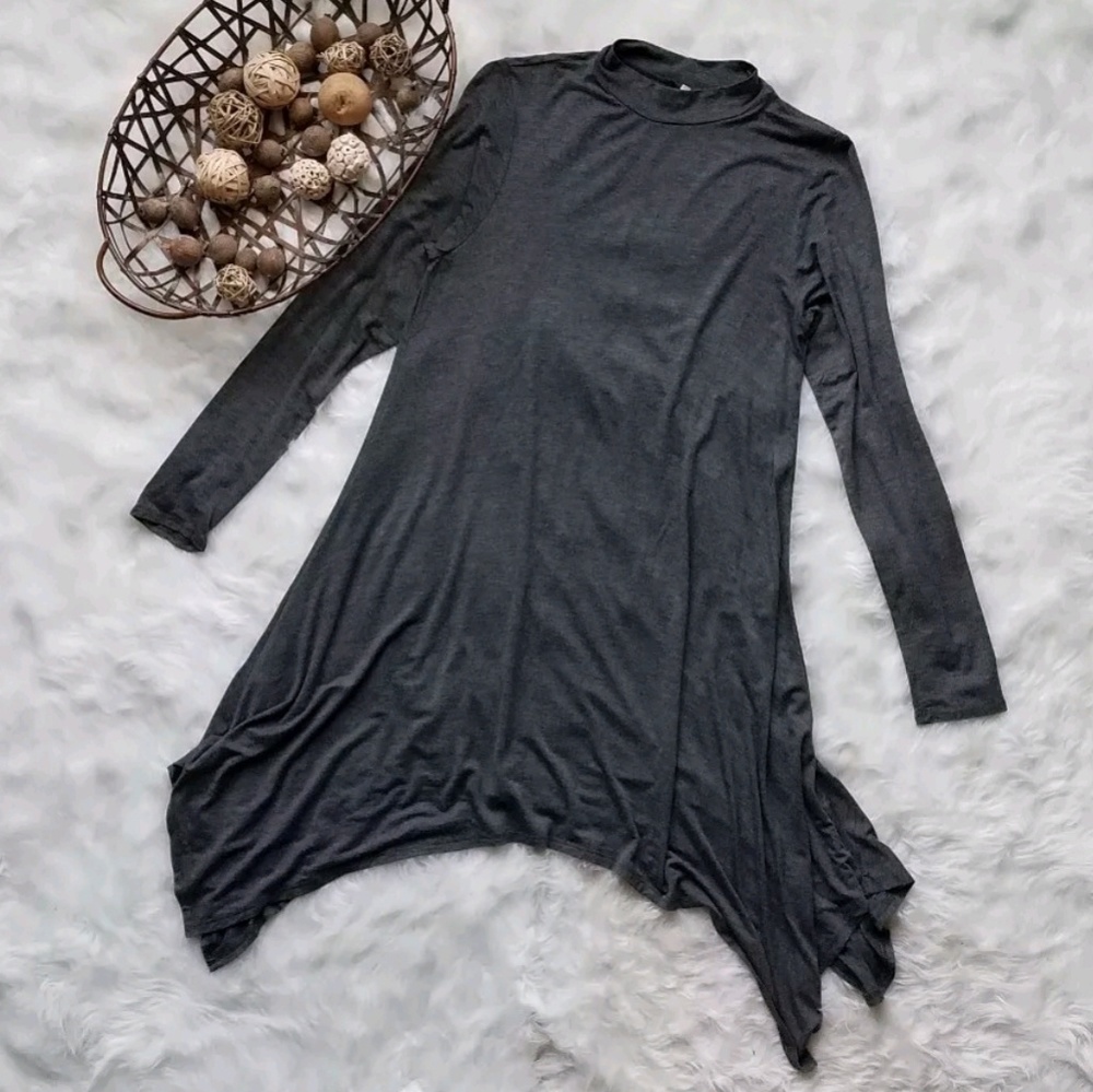 Mittoshop mock turtleneck asymmetrical dress